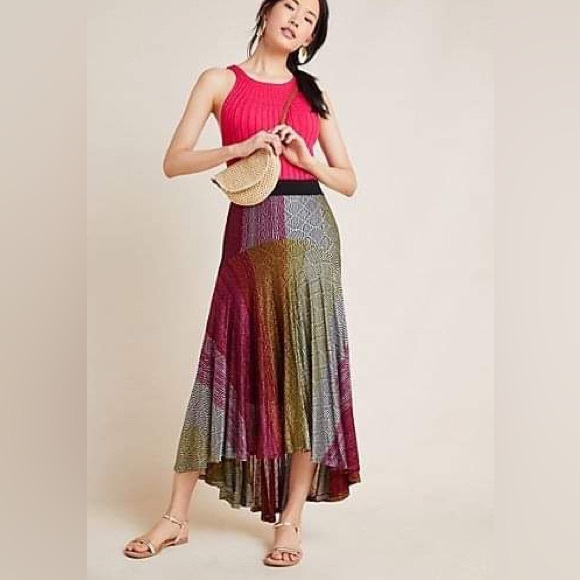Anthropologie Cecilia Prado Geometric ColorsAbstract Asymmetrical Midi Skirt XS - Picture 8 of 8